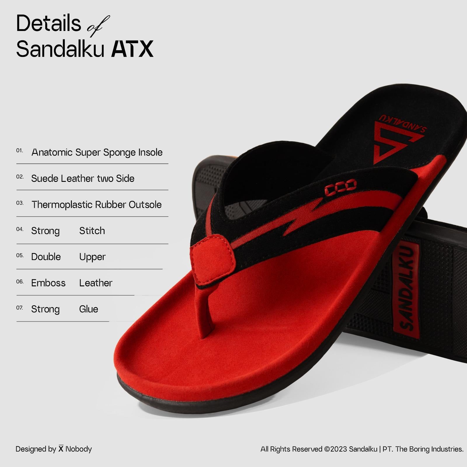 Sandalku - Sandal Pria Flipper ATX RED