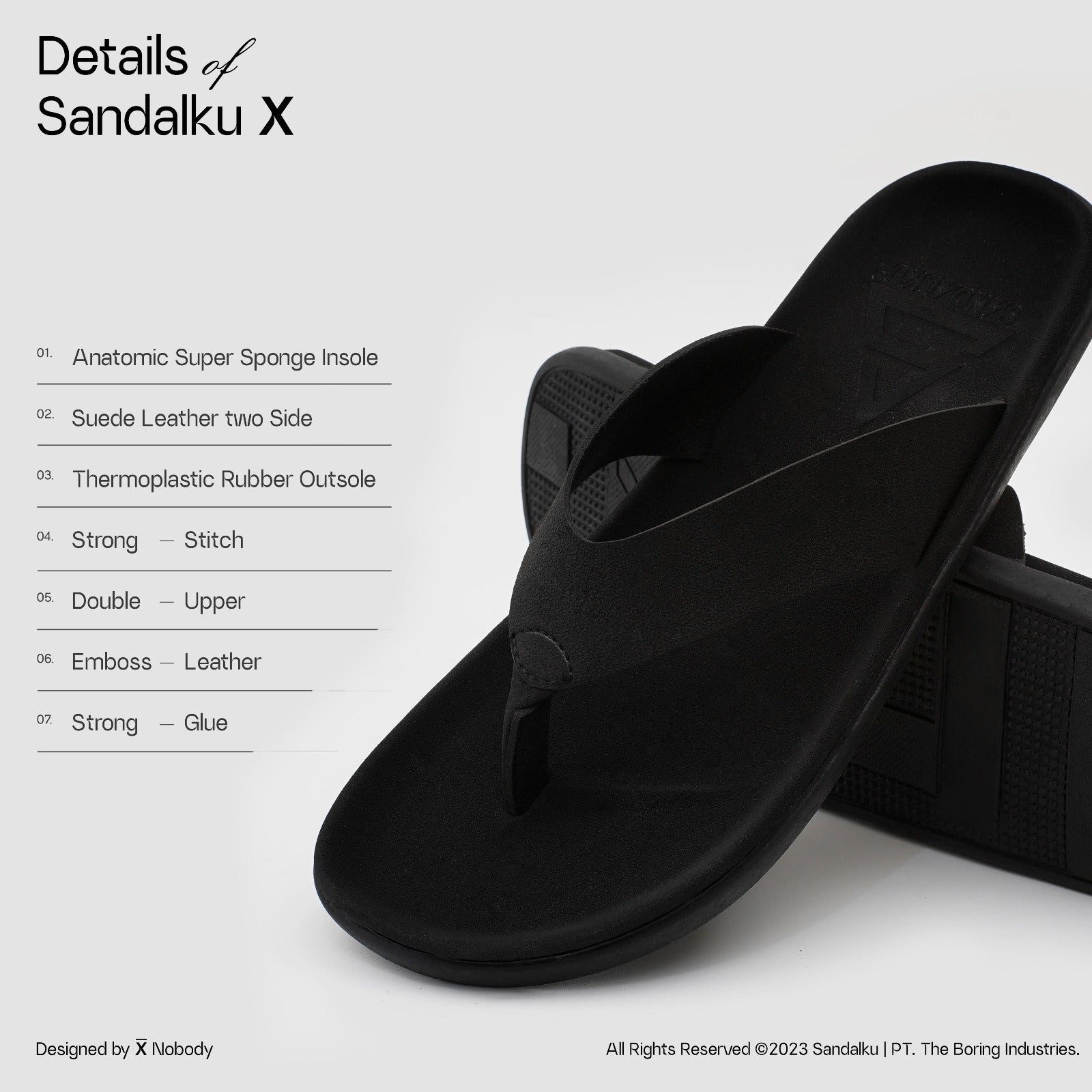 Sandalku - Sandal Pria Flipper X BLACK